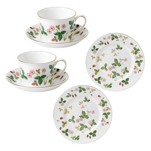 ワイルド  ストロベリー  ティーカップ＆ソーサー （デルフィ） ＆プレート 18cm ペア