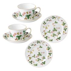 ワイルド  ストロベリー  ティーカップ＆ソーサー （デルフィ） ＆プレート 18cm ペア