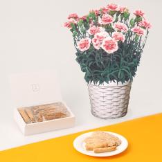 【母の日】カーネーションイチゴホイップ花鉢＆ウエストリーフパイ・チーズバトン
