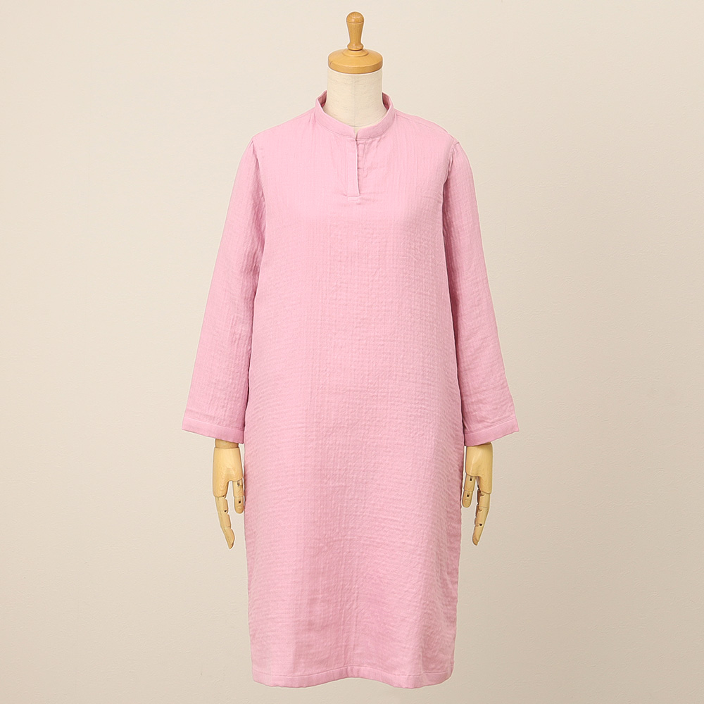 マシュマロガーゼシンプルワンピース　ピンク（S→L）