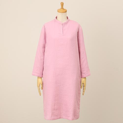 マシュマロガーゼシンプルワンピース　ピンク（S→L）