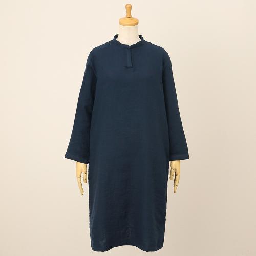 マシュマロガーゼシンプルワンピース　ネイビー（S→L）