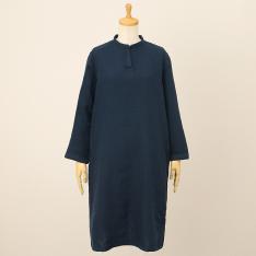 マシュマロガーゼシンプルワンピース　ネイビー（S→L）