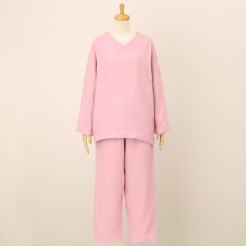 マシュマロガーゼシンプルパジャマ　ピンク（S→M）