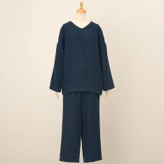 マシュマロガーゼシンプルパジャマ ネイビー（S→M）