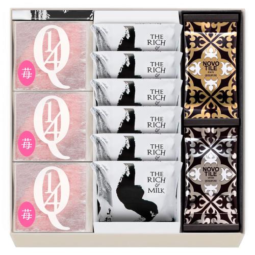 【母の日】黒船詰合せ（クアルトバウム苺3個、ザリッチアンドミルク6枚、ノボタイル ダーク・ホワイト各6枚）