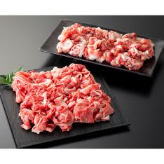 福袋 国内産黒毛和牛こま切れ(500g)・鹿児島県産豚肉こま切れ(500g)セット