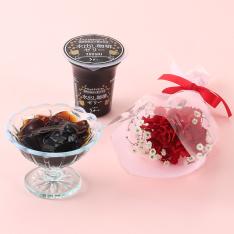 【母の日】水出し珈琲ゼリーとミニ花束セット（生花）