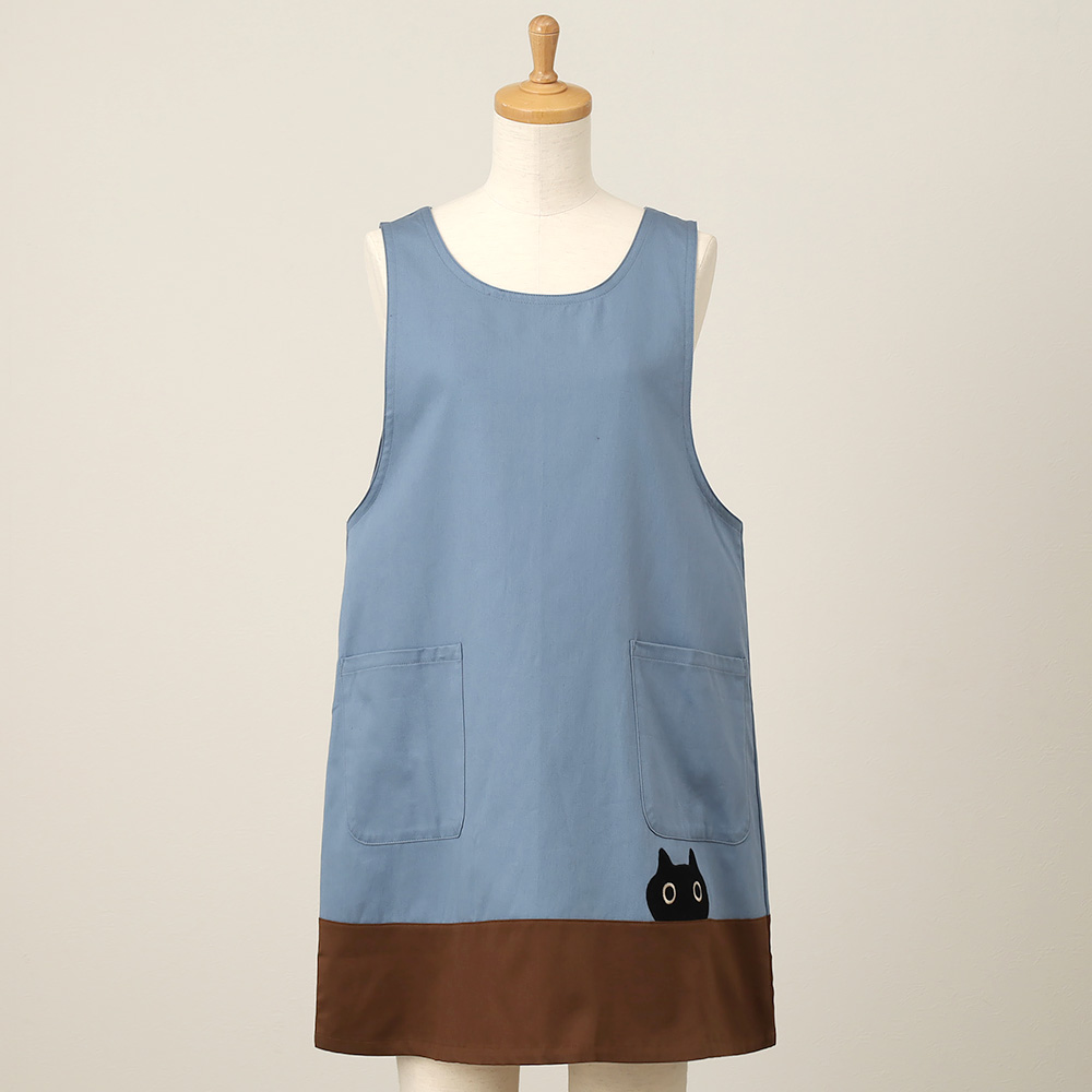 【母の日】マタノアツコ ひょっこりMEME背付きエプロン（ブルー／イエロー）