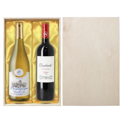 フランスブルゴーニュ＆ボルドー銘醸地紅白ワインセット（木箱入り）