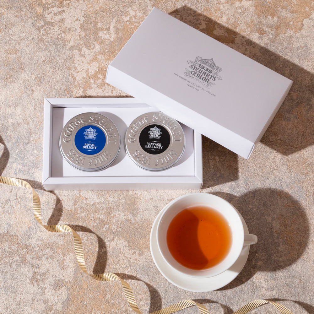 【母の日】＜ギフトボックス＞リーフティー ミニ缶2個セット（ロイヤルディライト・ヴィンテージアールグレイ）