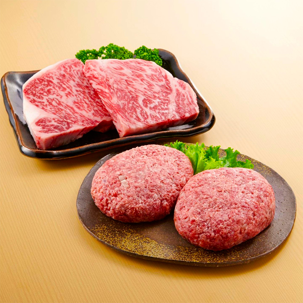 【母の日】サーロインステーキと和牛100％ハンバーグの豪華詰め合わせ（A5等級黒毛和牛使用）