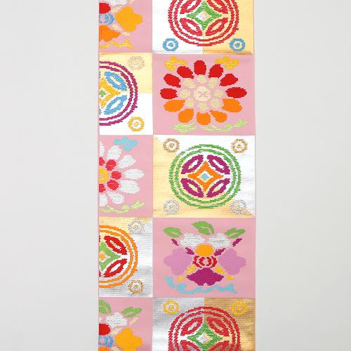 袋帯 「遠州七宝錦」ピンク（未仕立て品）