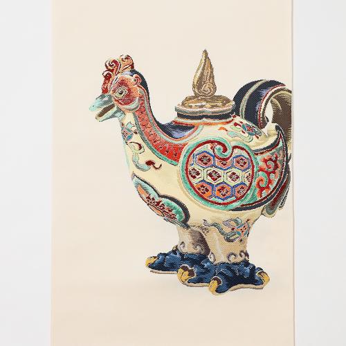 袋帯 「彩釉鳳凰錦」白茶(未仕立て品)