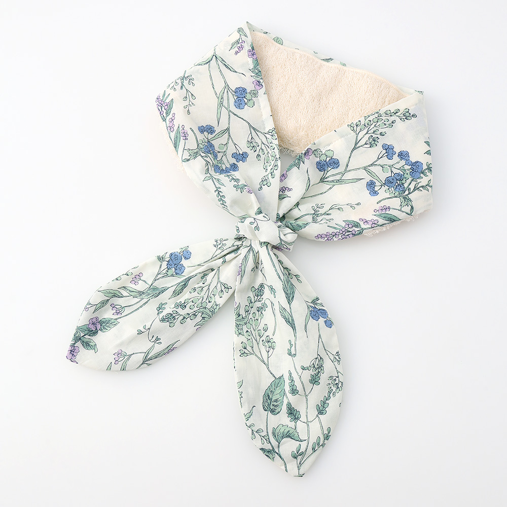 冷んやりシート付今治タオルマフラー　ボタニカル（ブルー／イエロー）