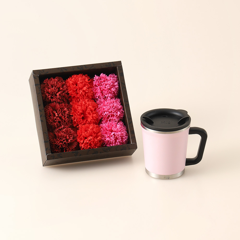【母の日】カーネーションバスフラワー＋サーモマグ