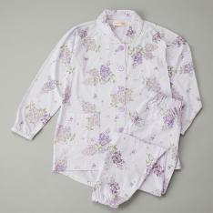 婦人長袖ラグラン パジャマ（パープル）M→L