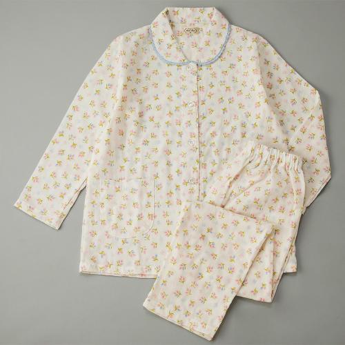 婦人長袖ダブルガーゼ パジャマ（ピンク）M→L