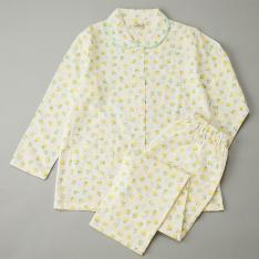 婦人長袖ダブルガーゼ パジャマ（クリーム）M→L