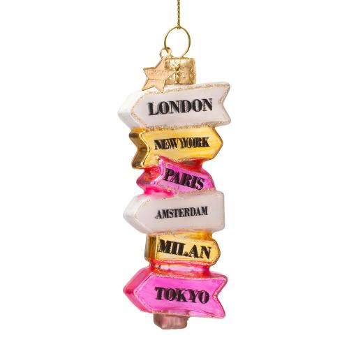 ＜VONDELS＞ガラス製オーナメント multicolored city direction sign