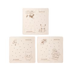 モンポケ オーガニック日本製ガーゼハンカチ3P（勢揃い）