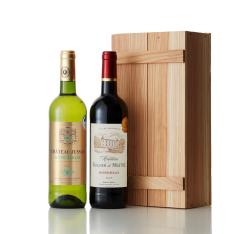 フランスボルドー金賞受賞紅白ワイン2本セット(木箱入)