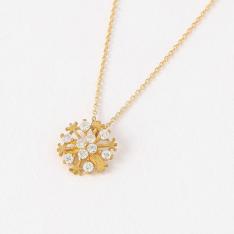 純金計0.2ctダイヤスノーフラワーペンダント