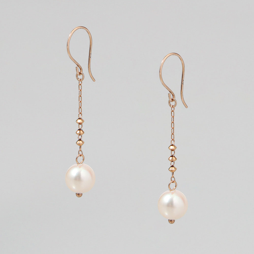 K10ピンクゴールドアコヤ真珠6mmピアス