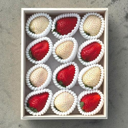紅白苺詰合せ（12～15粒・桐箱入り）