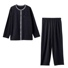 リカバリーパジャマ ニットサッカー メンズ ブラック M→XL