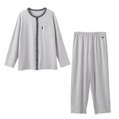 リカバリーパジャマ ニットサッカー メンズ ライトグレー M→L