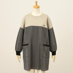 ヘリンボーン ニットジャガード 割烹着