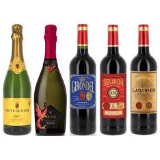 フランス産・イタリア産 辛口スパークリングワイン＆金賞受賞ボルドーワイン 5本セット