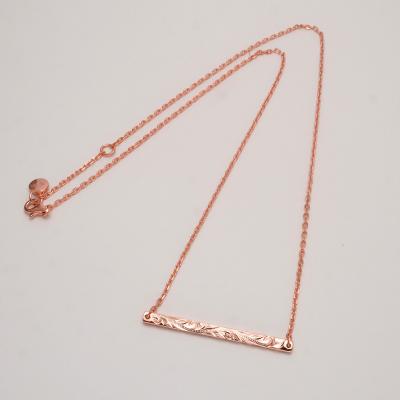 ハワイアンジュエリー 横長プレートネックレス Silver925 ピンクゴールドコーティング