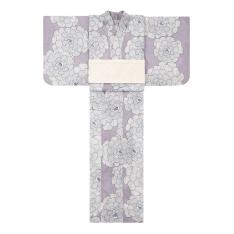 婦人ゆかた 牡丹 グレー