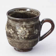 京焼・清水焼 清和窯 花盛三島 マグカップ（黒）