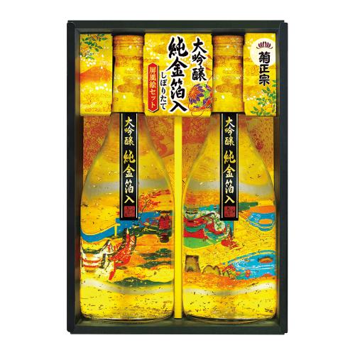 〈菊正宗〉純金箔入り屏風絵セット