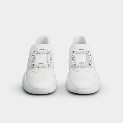 「ヴィヴ ラン」ライト ストラス バックル ファブリック スニーカー 34→40