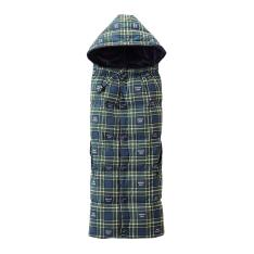 レインケープ付きダウンキャリーケープ（45-6053-577）紺×グリーン