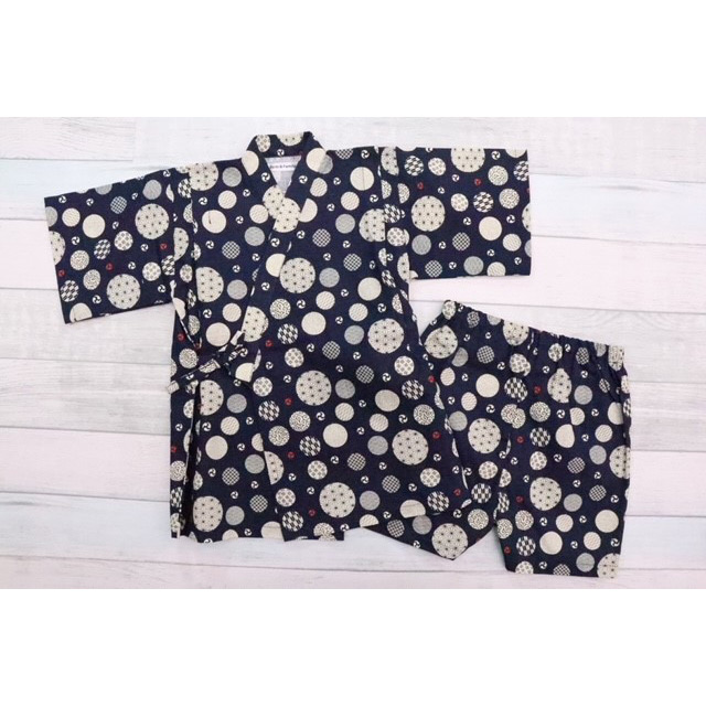 ＜Ｅａｒｔｈ＆Ｆａｍｉｌｙ＞甚平（和水玉） 紺 100cm→150cm