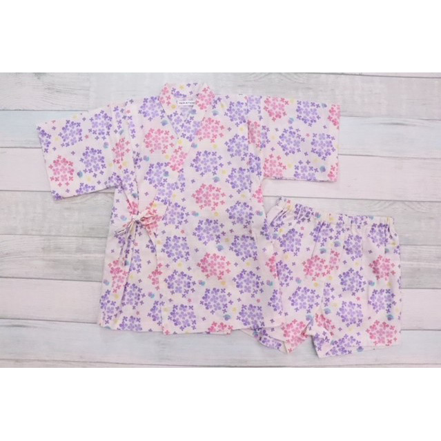 ＜Ｅａｒｔｈ＆Ｆａｍｉｌｙ＞甚平（あじさい）ラベンダー 100cm→130cm