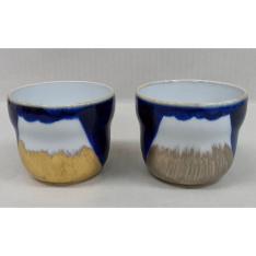 〈波佐見焼〉富士のぞき金銀ペアカップ