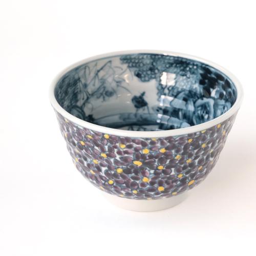 山水菫文 飯茶碗〈1個〉 京焼・清水焼