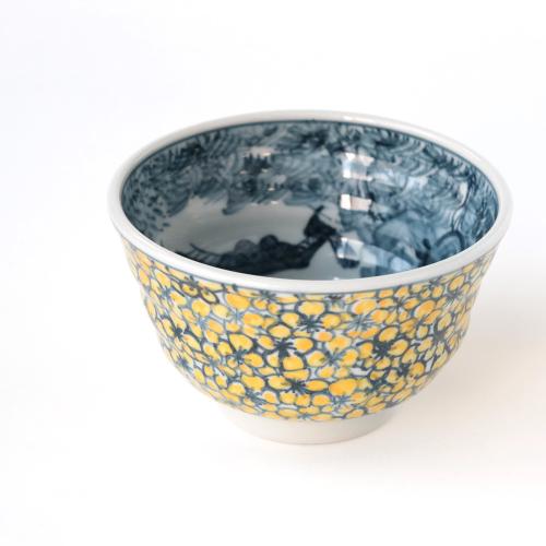 山水山吹文 飯茶碗〈1個〉京焼・清水焼