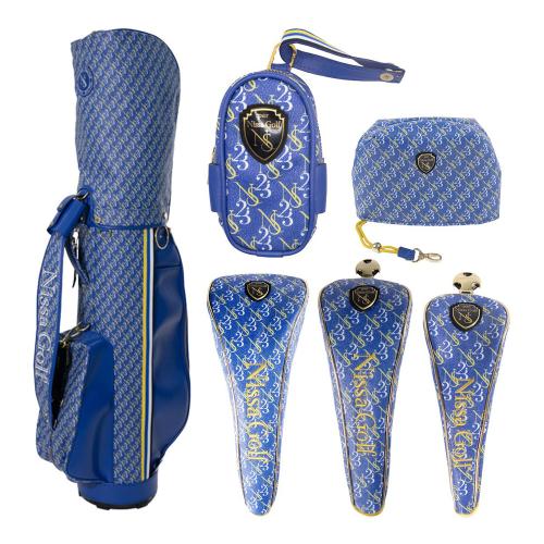 モノグラムキャディバッグ＆ヘッドカバー・ボールケース6点セット＜カートタイプ・ブルー＞