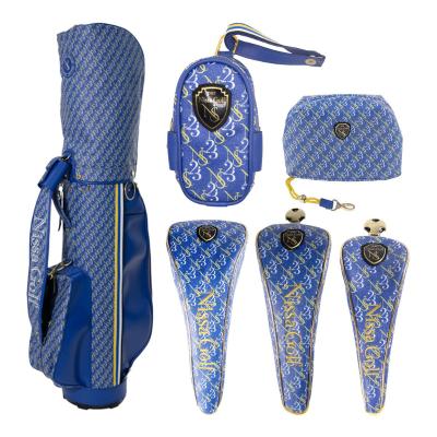 モノグラムキャディバッグ＆ヘッドカバー・ボールケース6点セット＜カートタイプ・ブルー＞