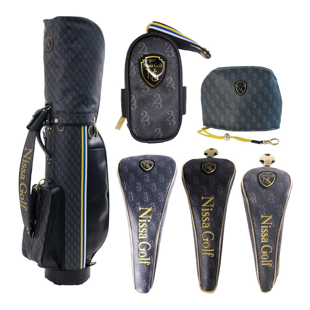 モノグラムキャディバッグ＆ヘッドカバー・ボールケース6点セット＜カートタイプ・ブラック＞