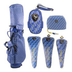 モノグラムキャディバッグ＆ヘッドカバー・ボールケース6点セット＜スタンドタイプ・ブルー＞