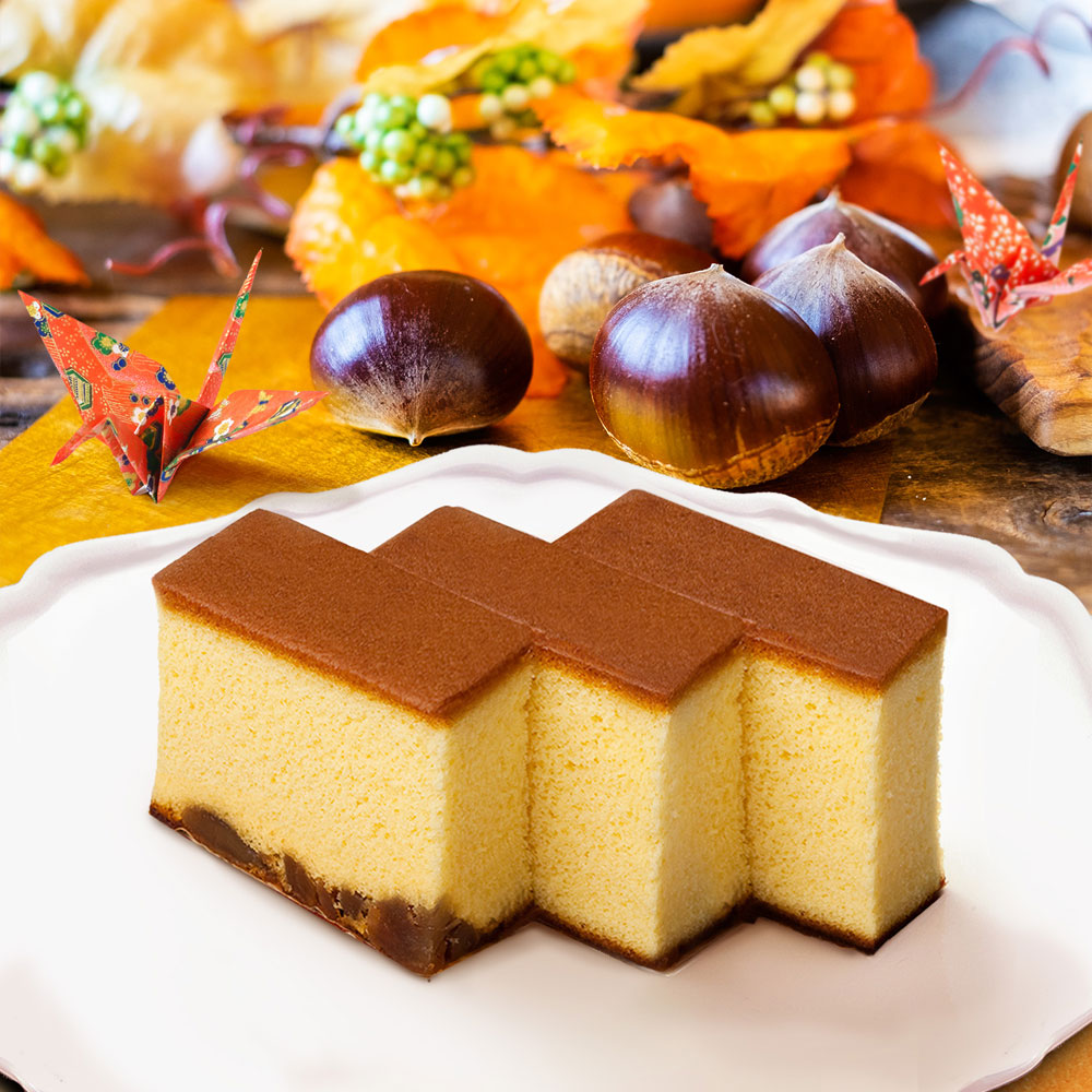 【敬老の日】長寿カステラ（鶴パッケージ）・栗かすてら詰合せ（敬老限定メッセージ掛け紙付き）