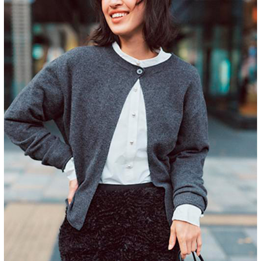 1つボタンカーディガン